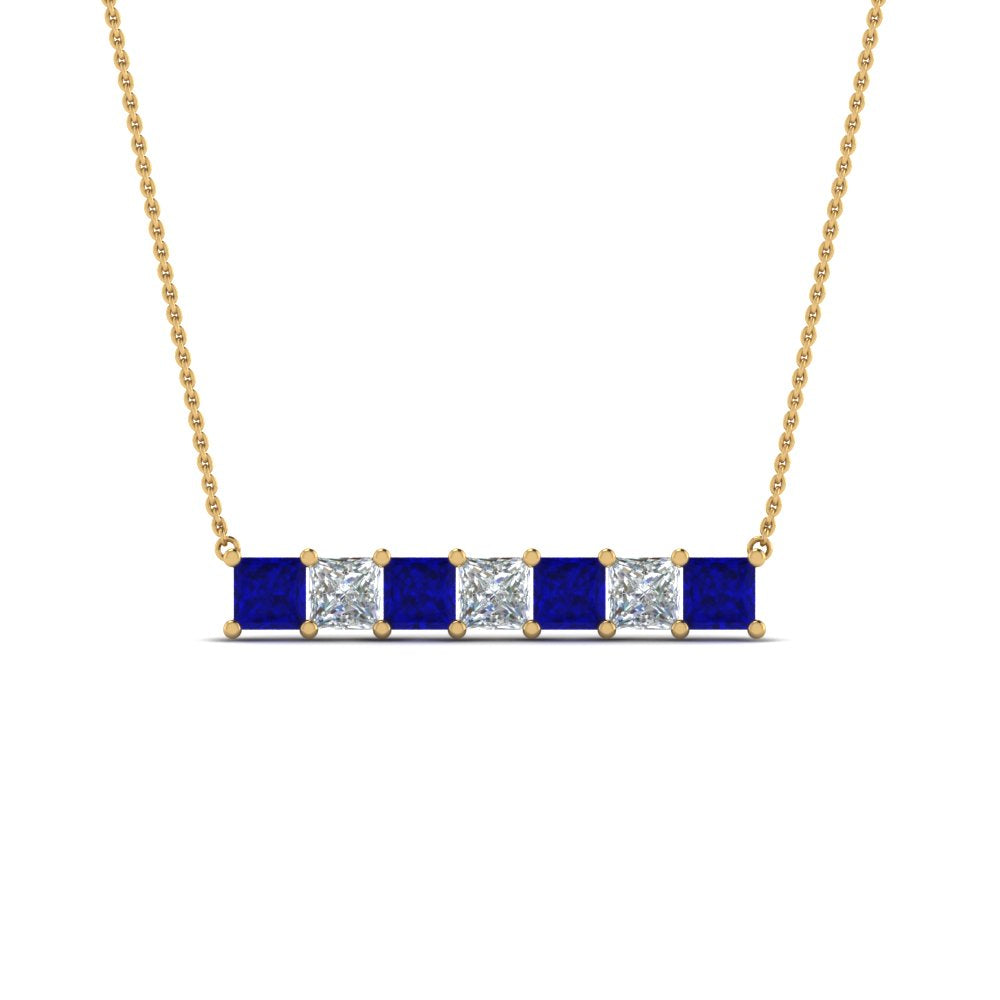 Princess Cut Horizontal Bar Pendant