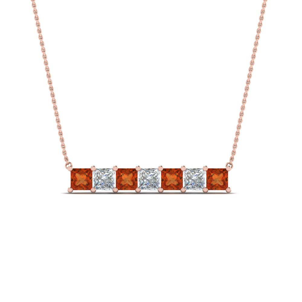 Princess Cut Horizontal Bar Pendant