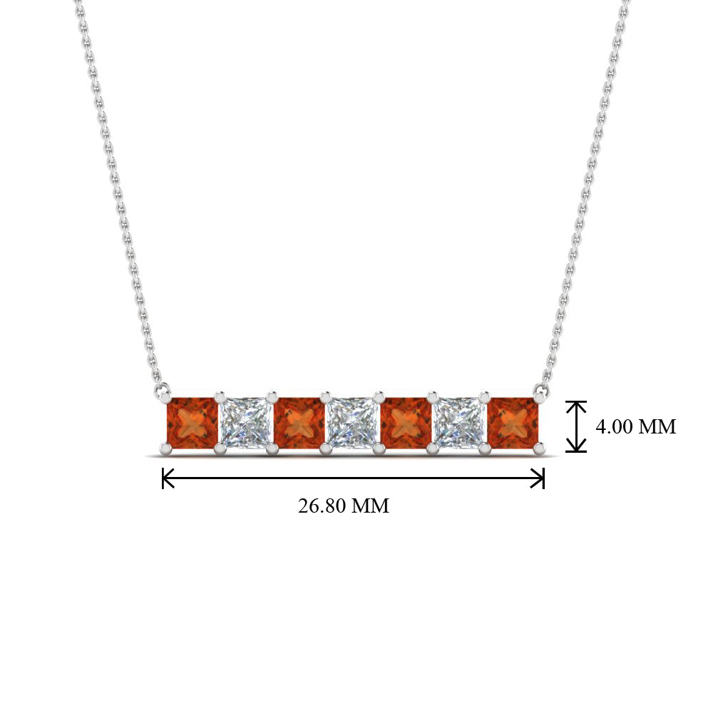 Princess Cut Horizontal Bar Pendant