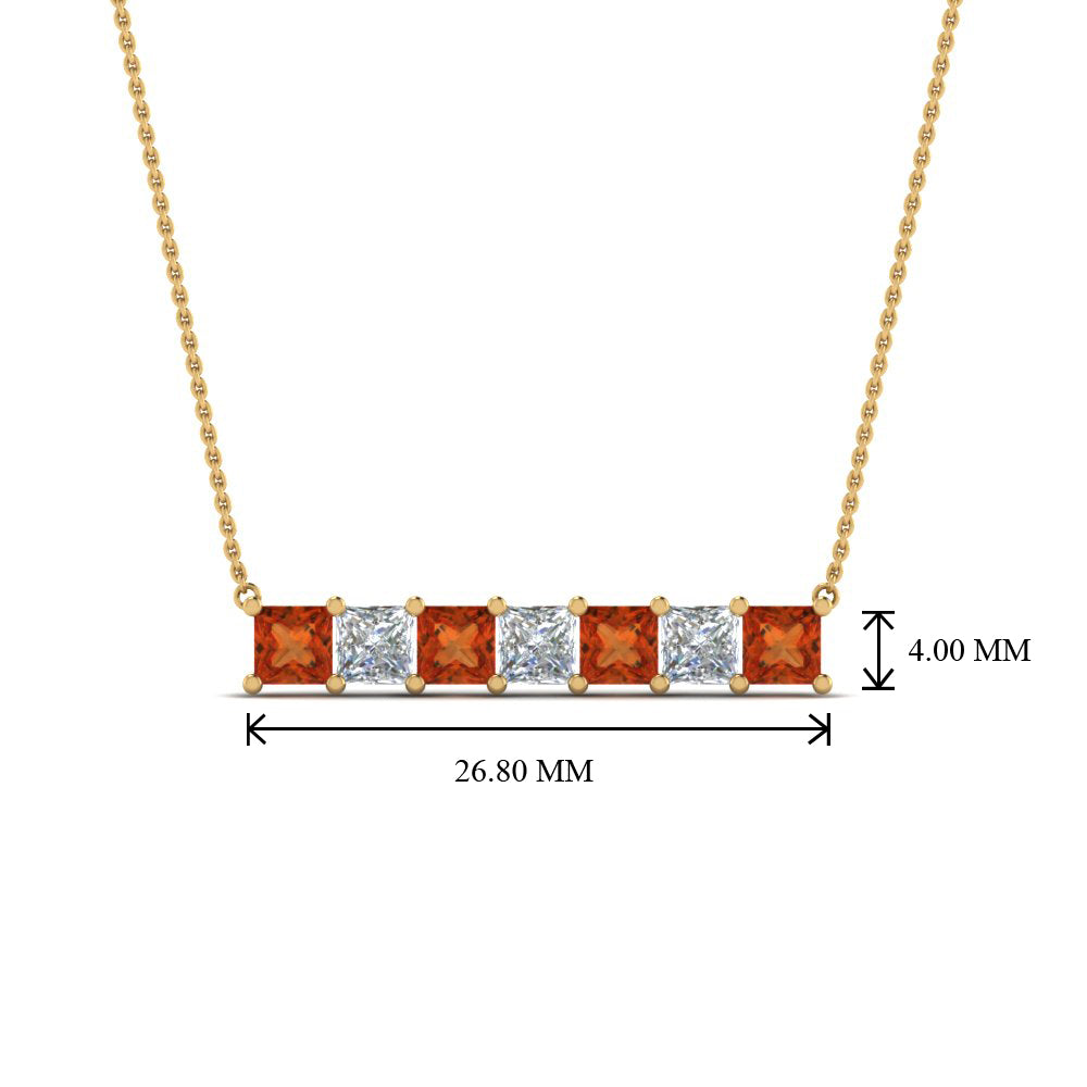 Princess Cut Horizontal Bar Pendant