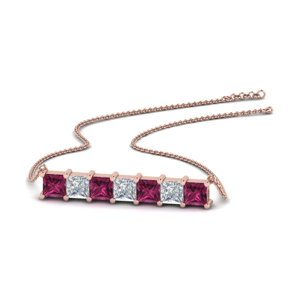 Princess Cut Horizontal Bar Pendant