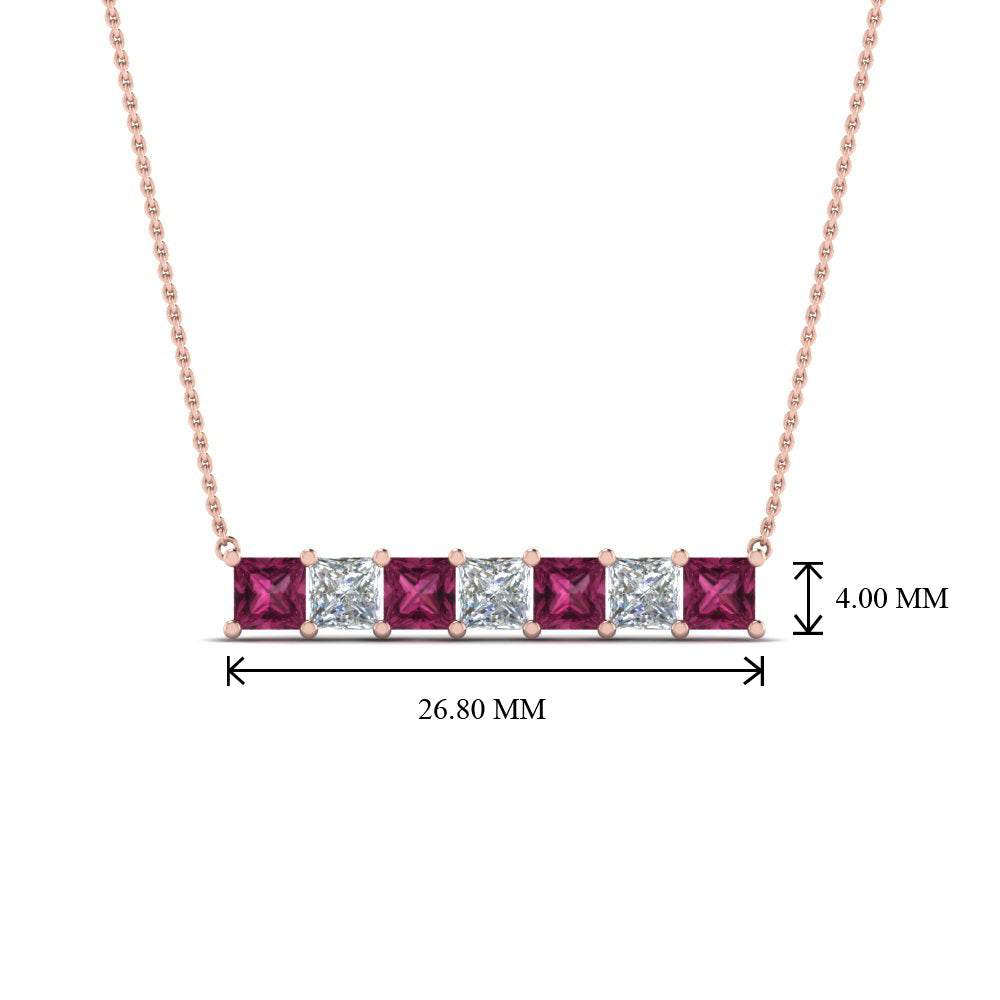 Princess Cut Horizontal Bar Pendant
