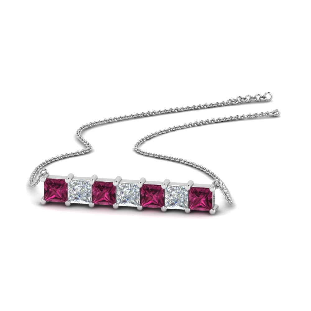 Princess Cut Horizontal Bar Pendant