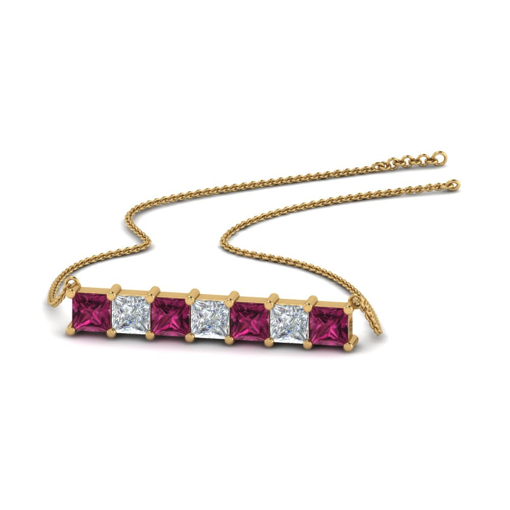 Princess Cut Horizontal Bar Pendant
