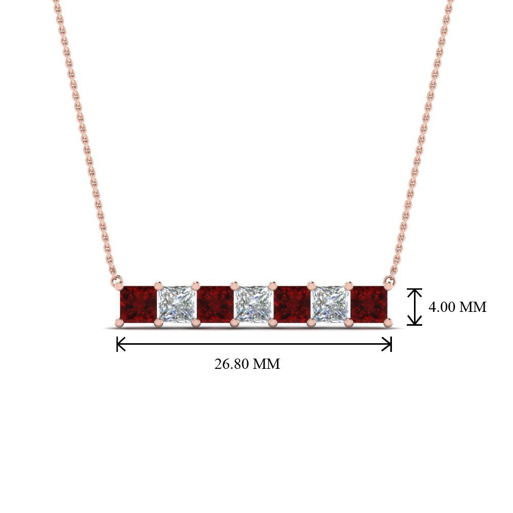Princess Cut Horizontal Bar Pendant