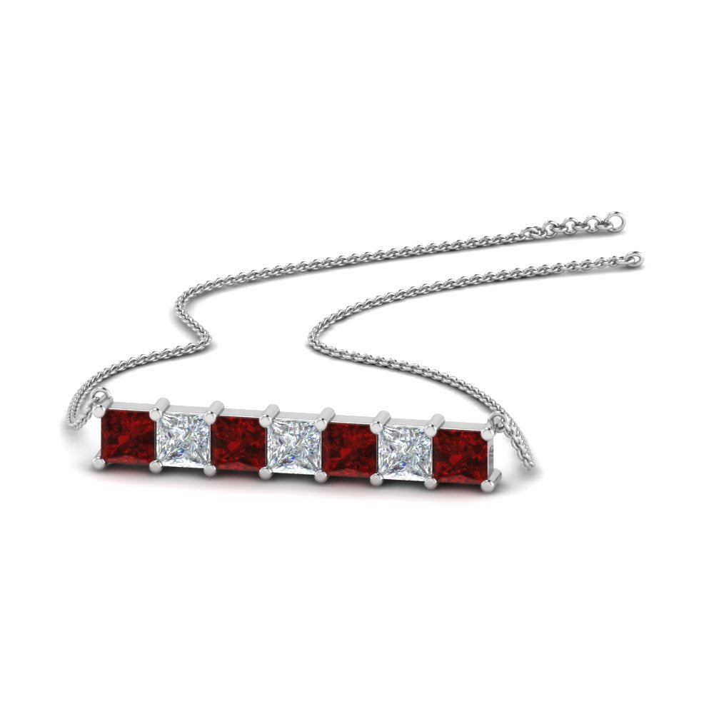 Princess Cut Horizontal Bar Pendant