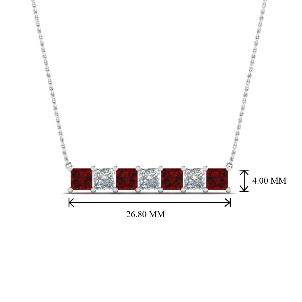 Princess Cut Horizontal Bar Pendant