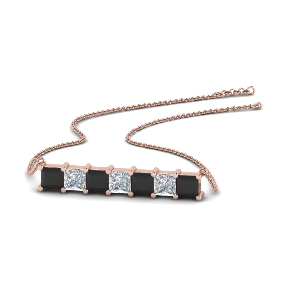 Princess Cut Horizontal Bar Pendant