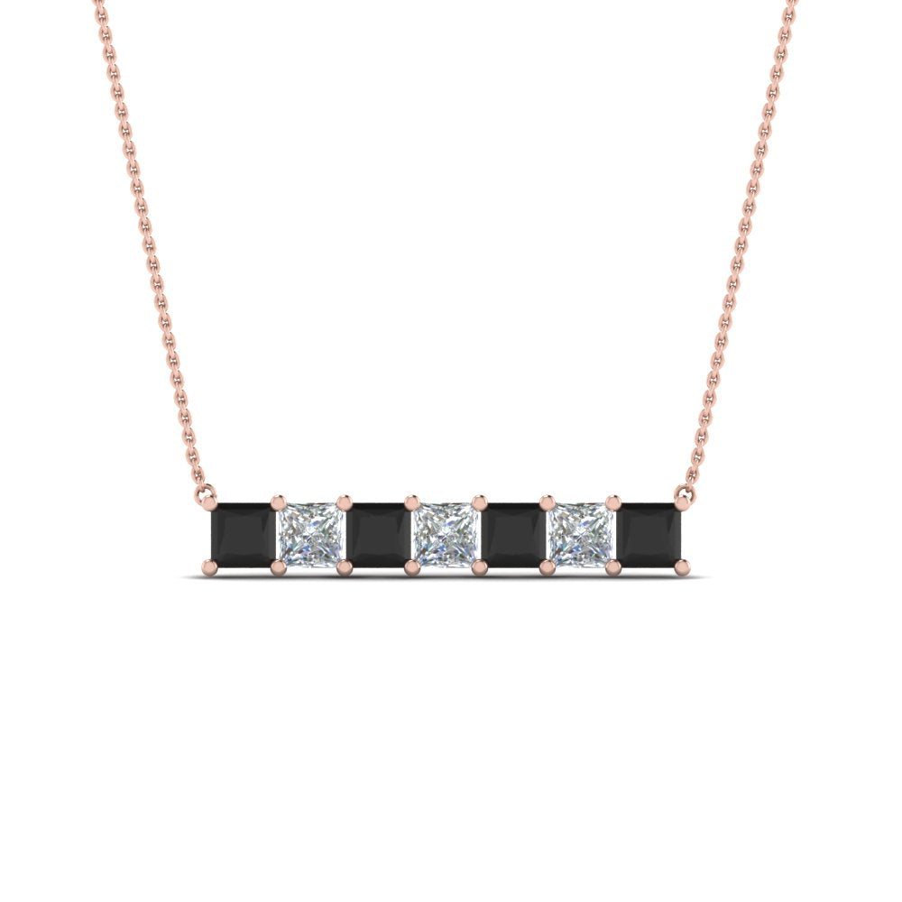 Princess Cut Horizontal Bar Pendant