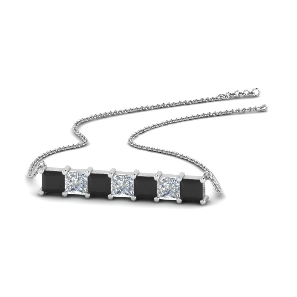 Princess Cut Horizontal Bar Pendant