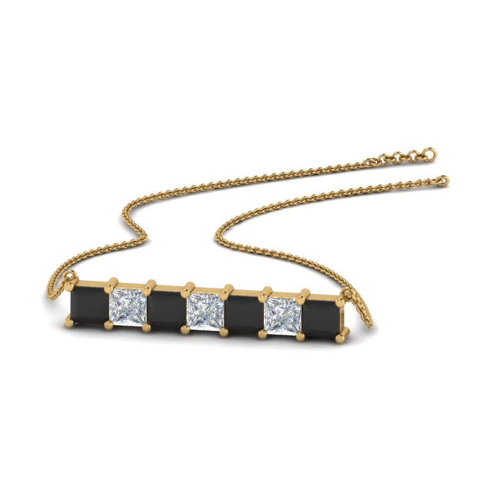 Princess Cut Horizontal Bar Pendant