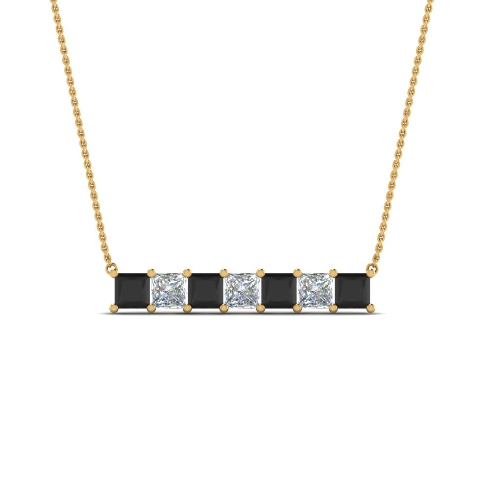 Princess Cut Horizontal Bar Pendant