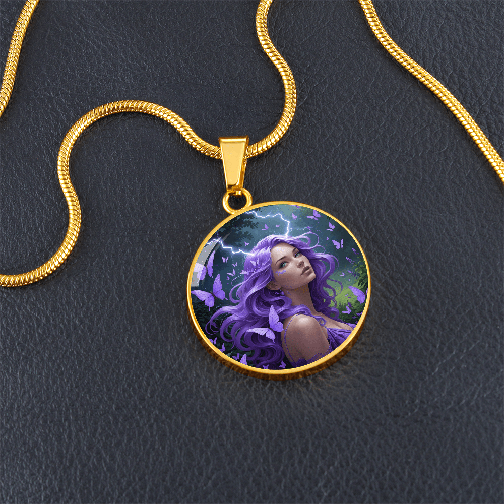 Purple Butterfly Warrior Pendant Necklace