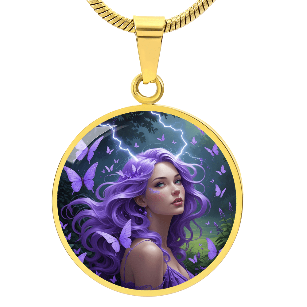 Purple Butterfly Warrior Pendant Necklace
