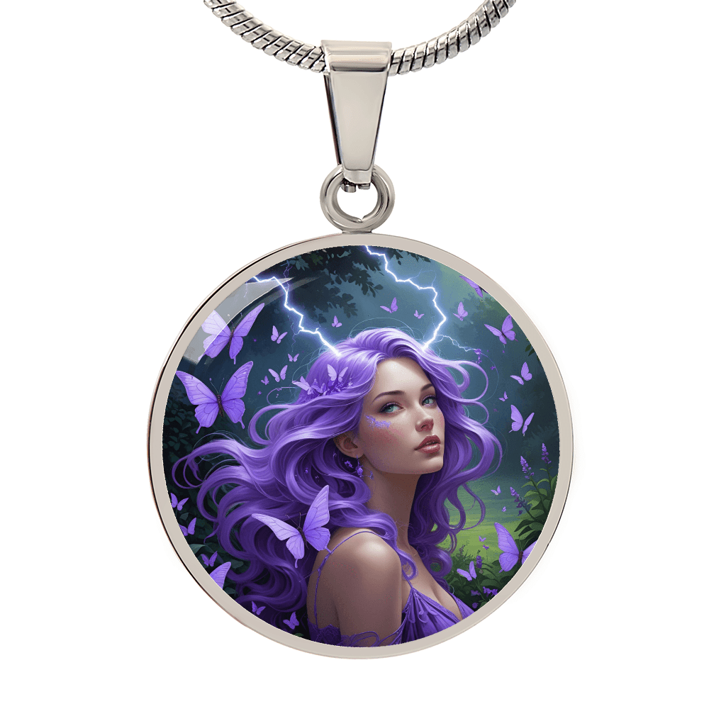 Purple Butterfly Warrior Pendant Necklace