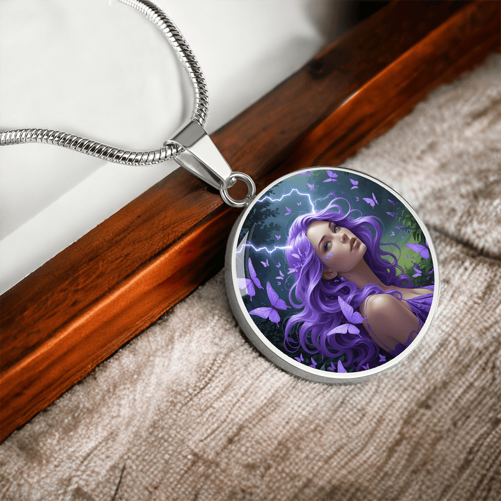 Purple Butterfly Warrior Pendant Necklace
