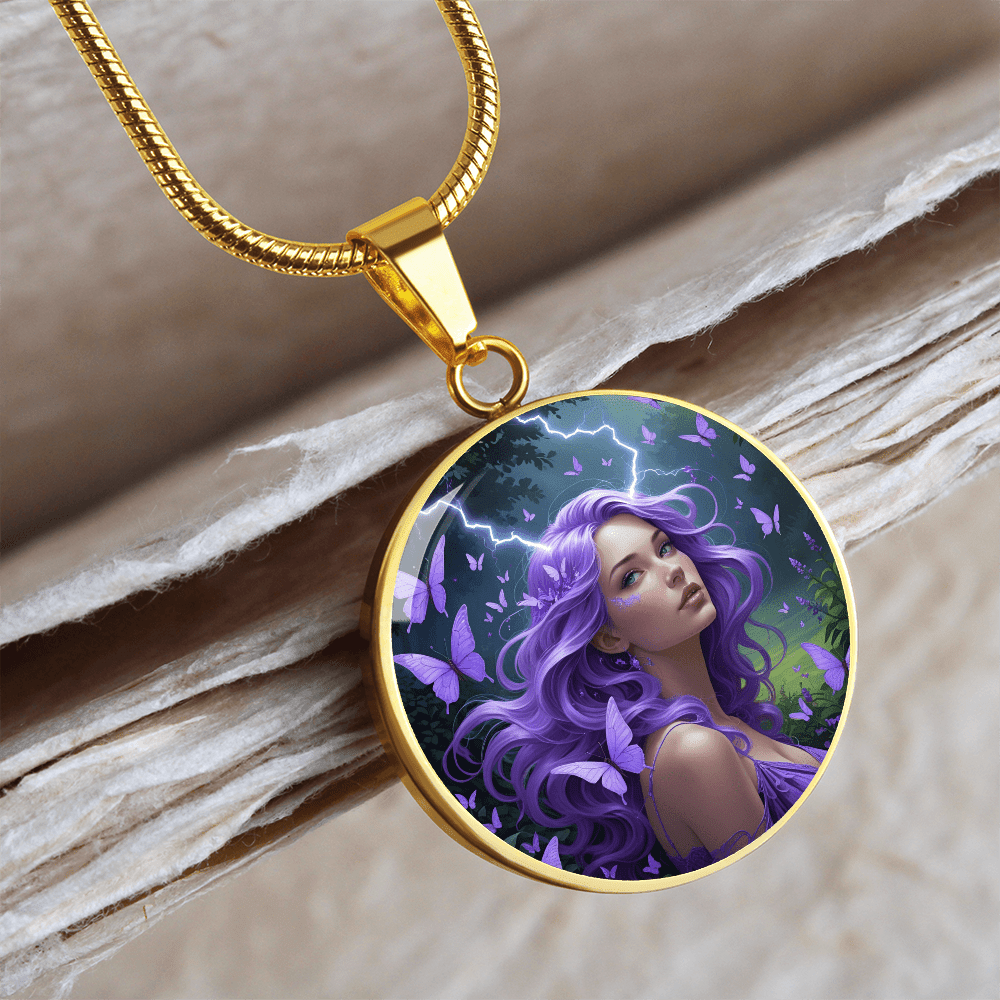 Purple Butterfly Warrior Pendant Necklace