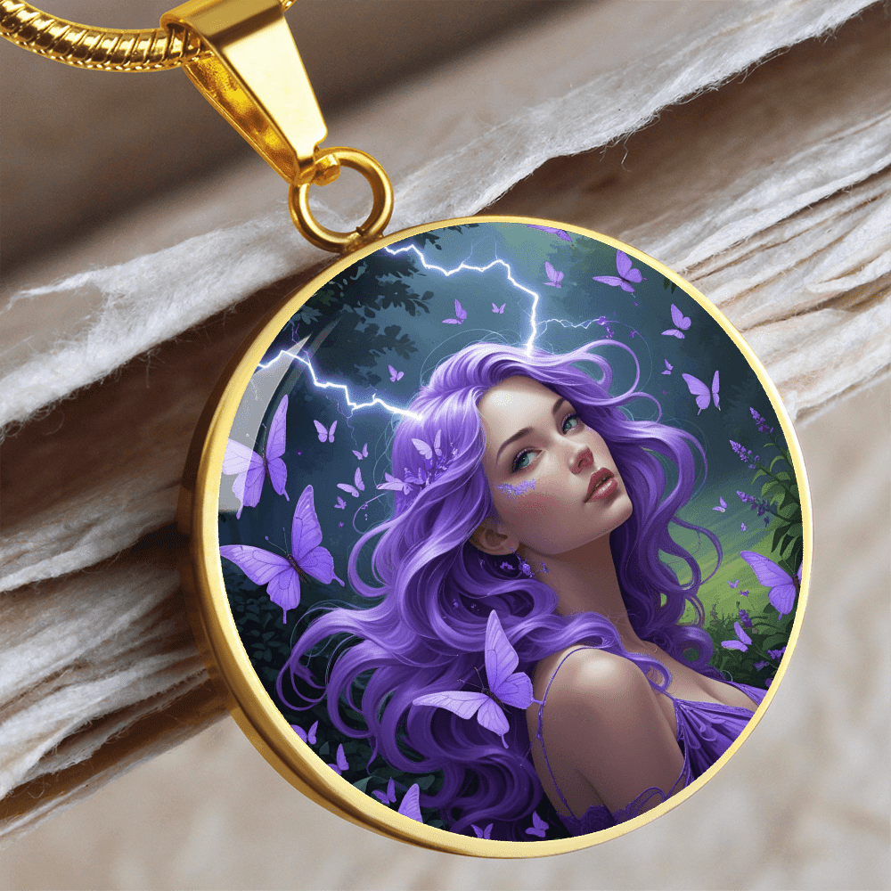 Purple Butterfly Warrior Pendant Necklace