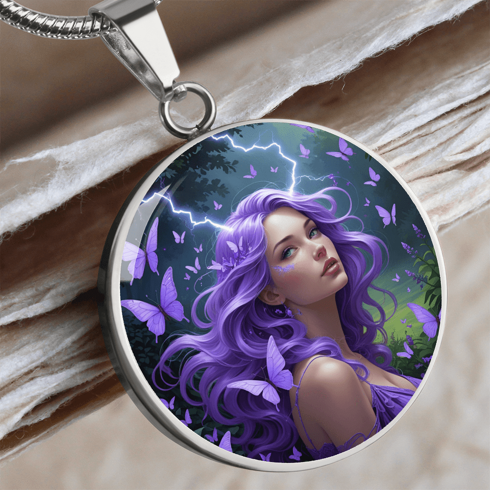 Purple Butterfly Warrior Pendant Necklace