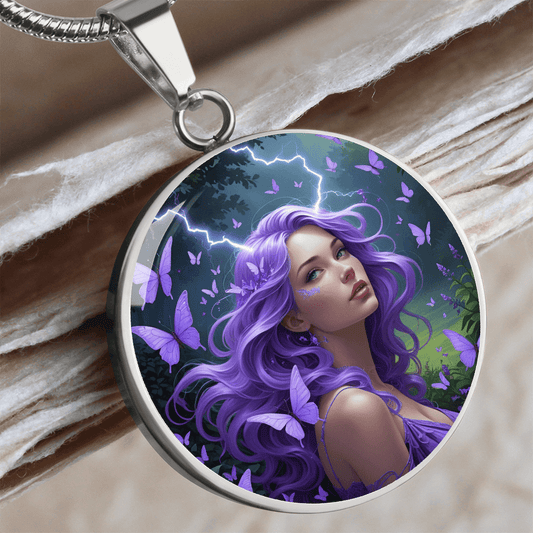 Purple Butterfly Warrior Pendant Necklace