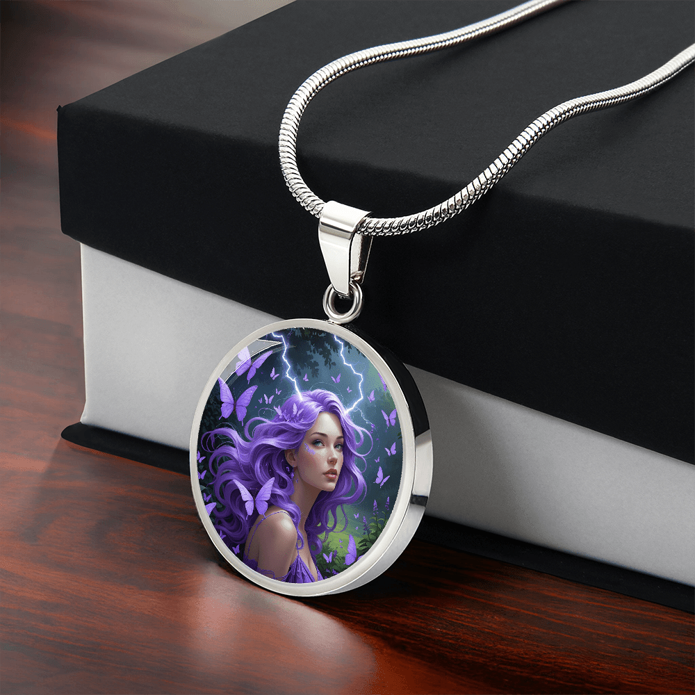 Purple Butterfly Warrior Pendant Necklace