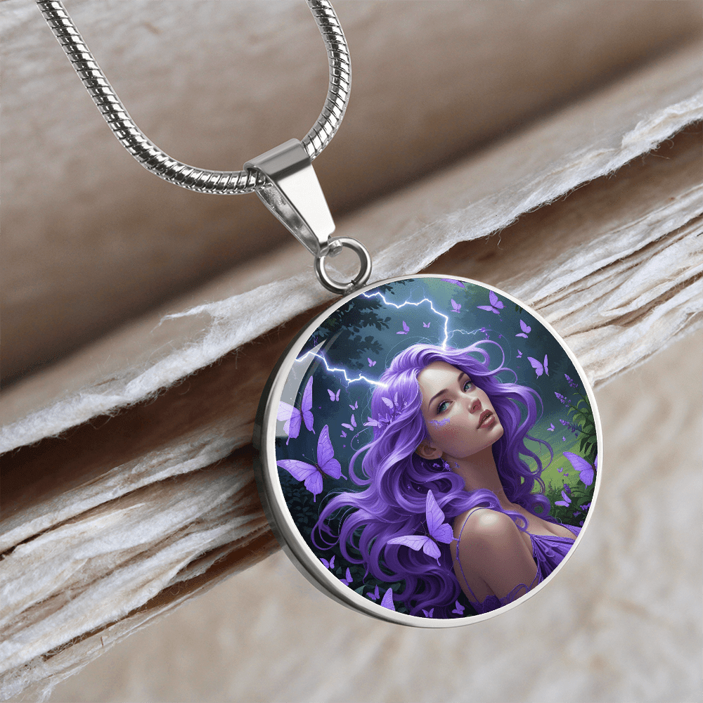 Purple Butterfly Warrior Pendant Necklace