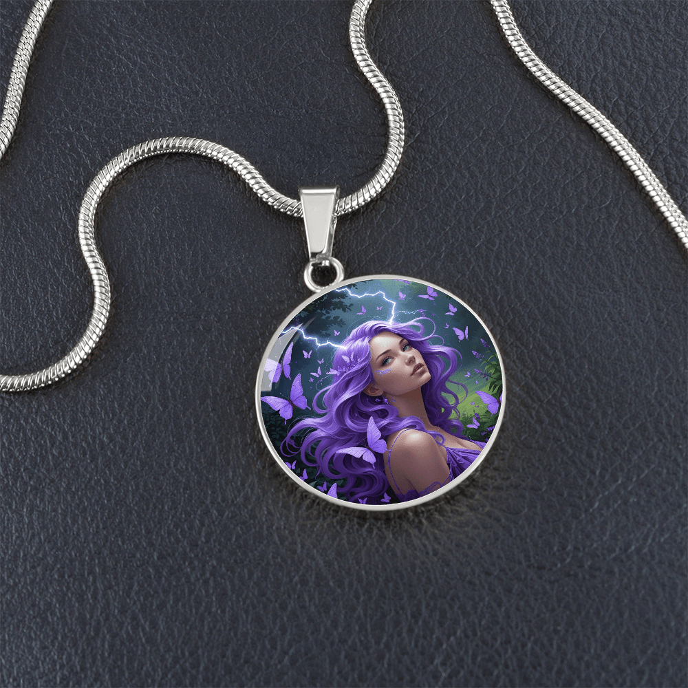 Purple Butterfly Warrior Pendant Necklace
