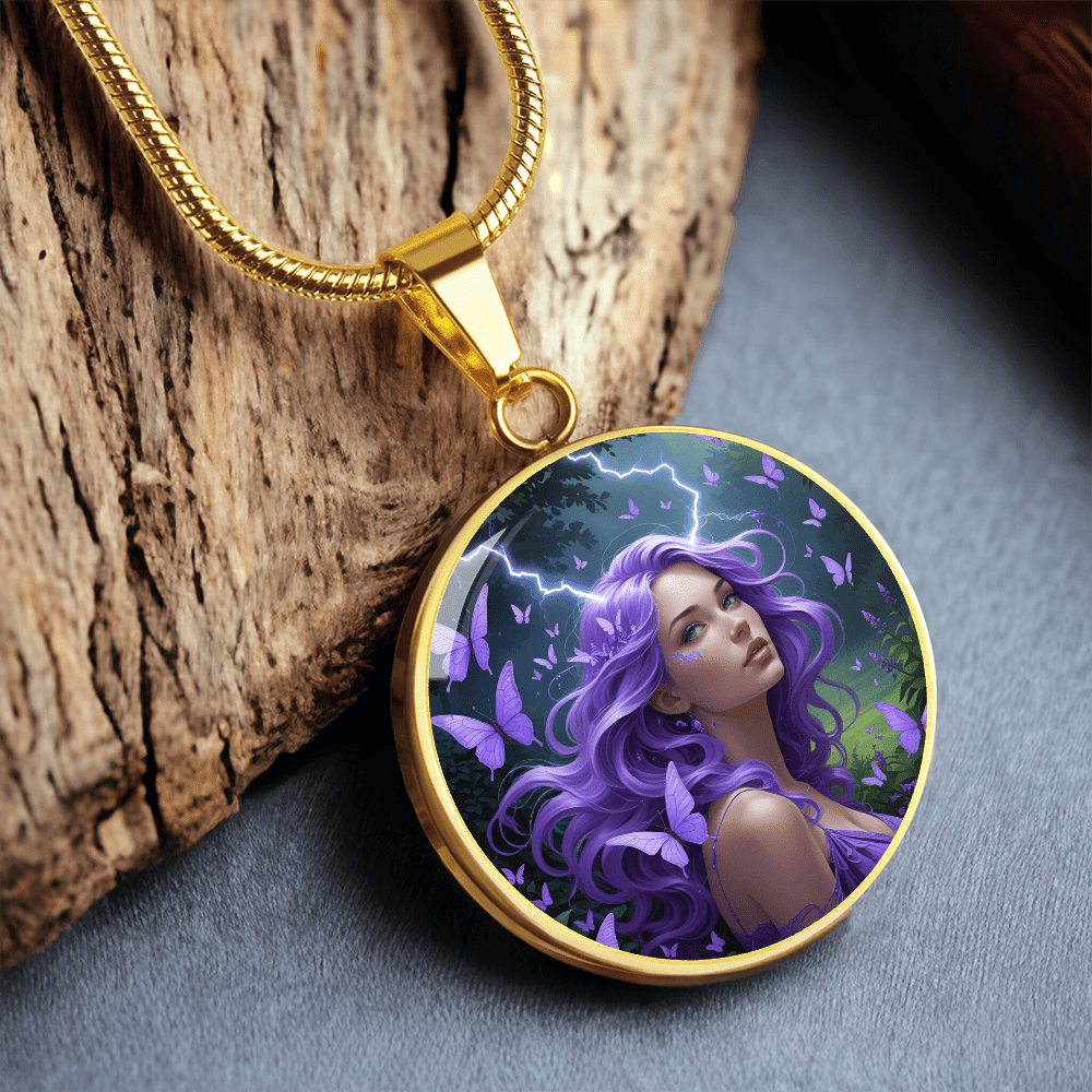 Purple Butterfly Warrior Pendant Necklace