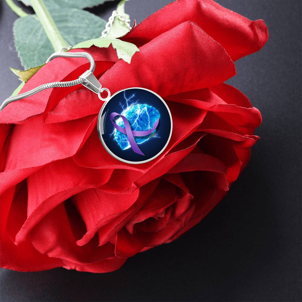 Purple Ribbon Brain Necklace