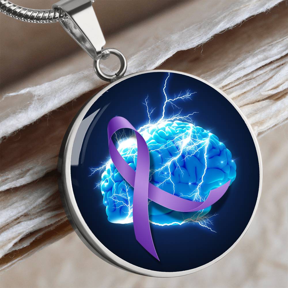 Purple Ribbon Brain Necklace