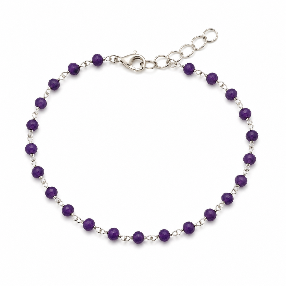 Purple Agate Sterling Silver Wire Wrapped Bracelet