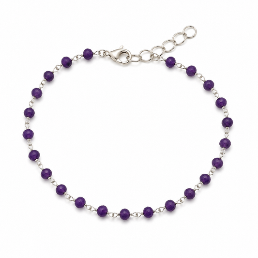 Purple Agate Sterling Silver Wire Wrapped Bracelet