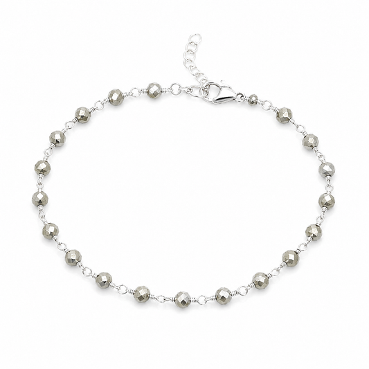 Silver Pyrite Wire Wrapped Bracelet