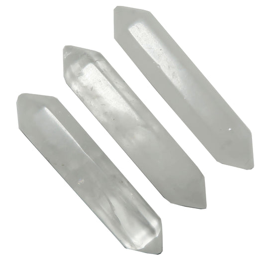 Clear Quartz Crystal Grid Stone Set of 3 Double Terminated Wands