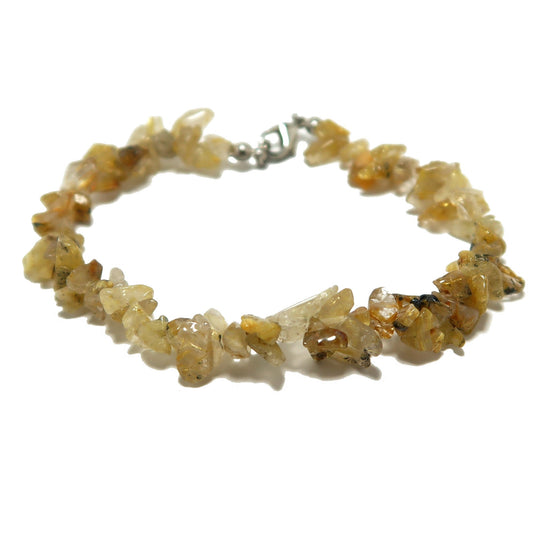 Rutilated Quartz Bracelet Delightful Golden Chip Clasp