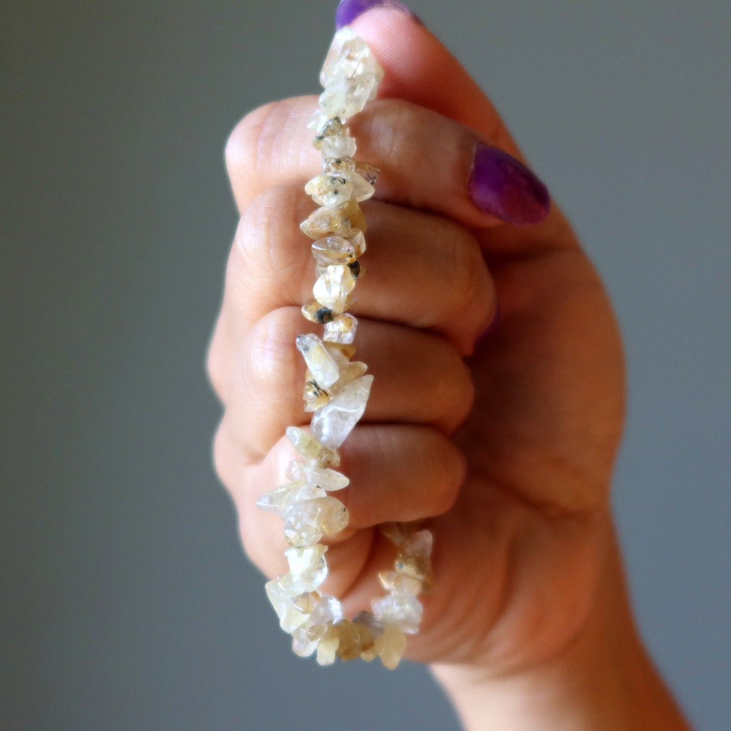 Rutilated Quartz Bracelet Delightful Golden Chip Clasp
