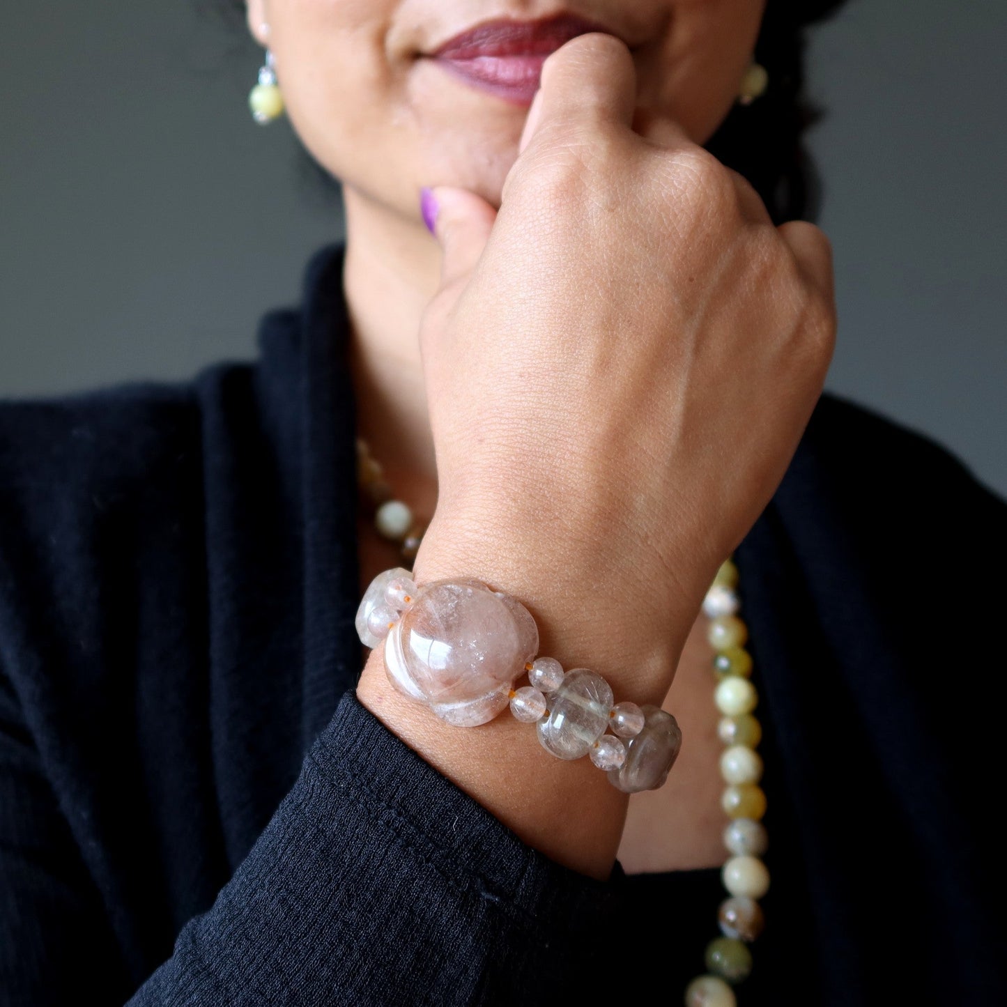 Rutilated Quartz Bracelet Flower and Nectar Crystal