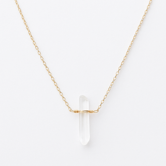 Single Quartz Crystal Necklace – Gold Filled, Wire Wrapped, Choose Your Length, Made to Order