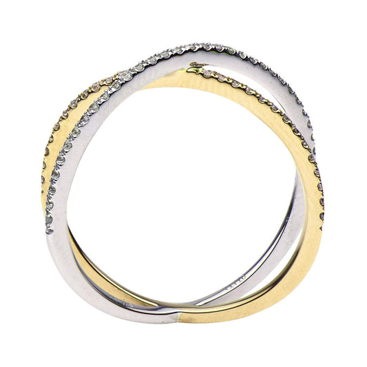 14K White and Yellow Gold X Ring, 0.21ct
