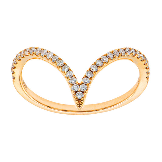 14K Rose Gold V Ring