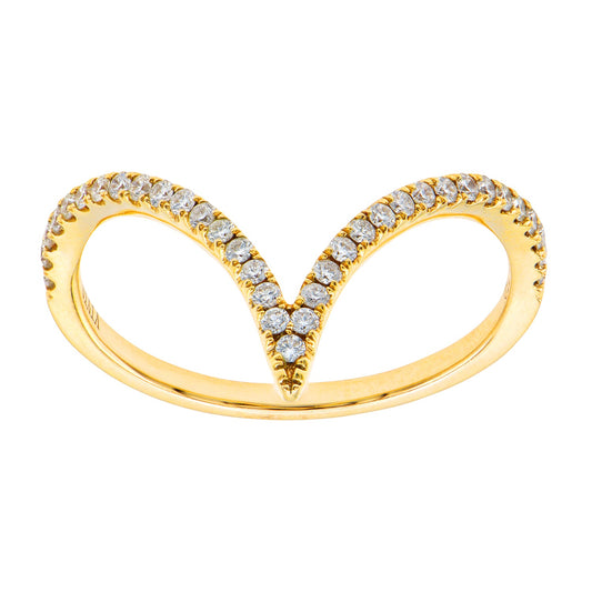 14K Yellow Gold V Ring