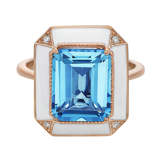18K Rose Gold Blue Topaz Ring, 5.84ct