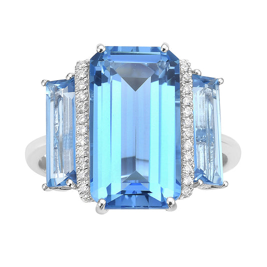 14K White Gold Sky Blue Topaz Ring, 8.43ct