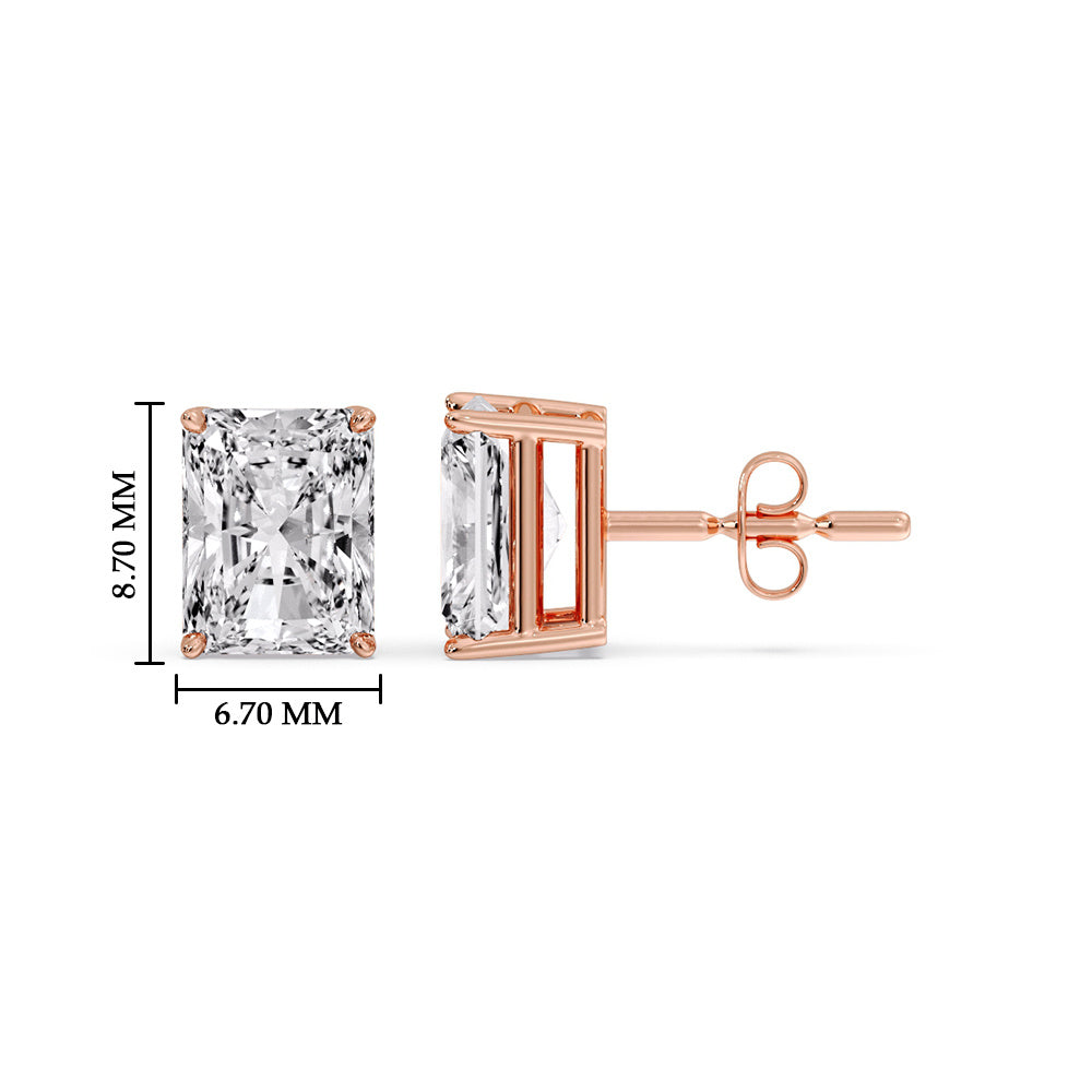 Radiant Diamond Basket Stud Earring