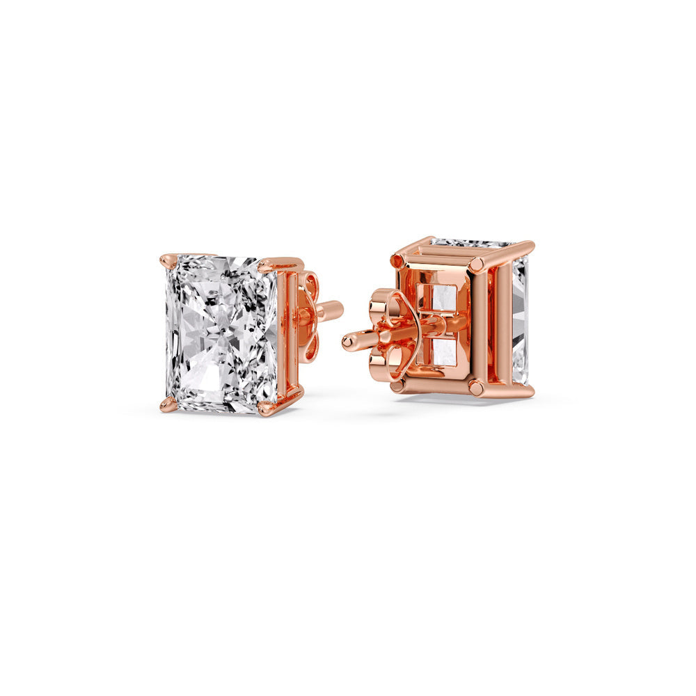 Radiant Diamond Basket Stud Earring