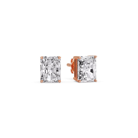 Radiant Diamond Basket Stud Earring