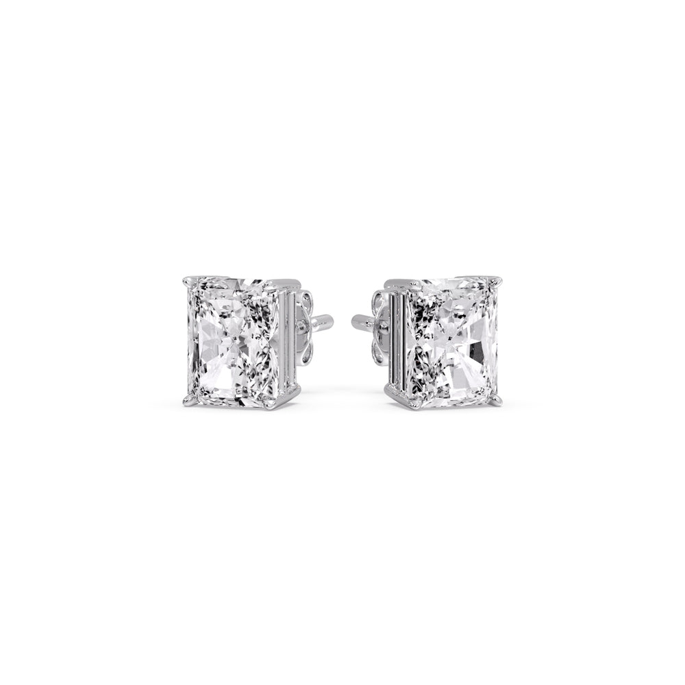 Radiant Diamond Basket Stud Earring