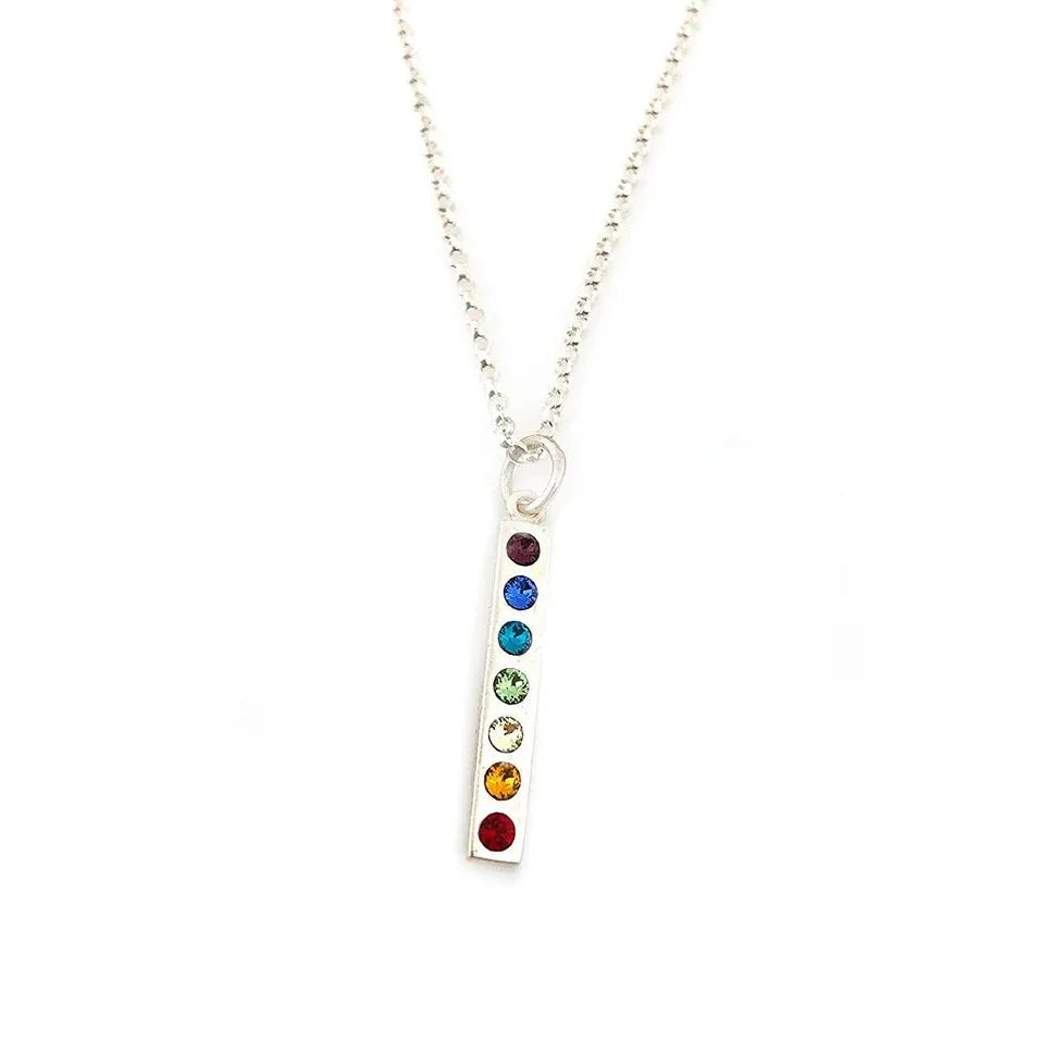 Rainbow Chakra Sterling Silver Charm Necklace