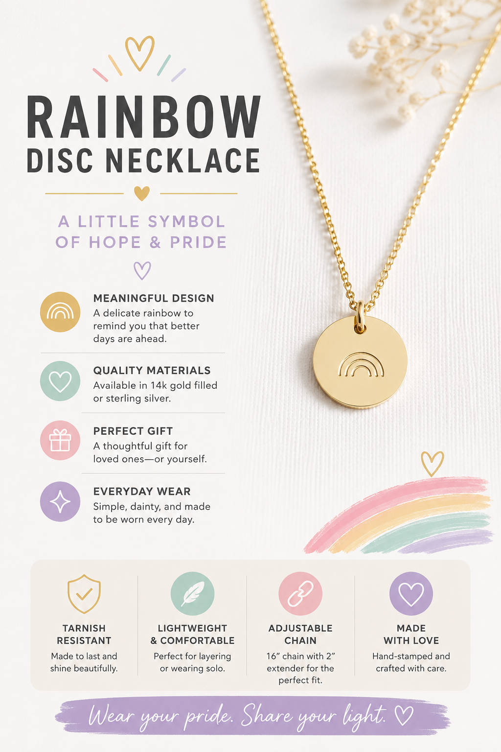 Rainbow Disc Necklace