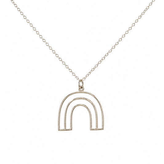 Openwork Rainbow Arch Necklace – Sterling Silver Wire Pendant on 18" Chain